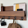 Wall Mounted Mail Bill Rack Woodenkey Holder for Wall with Shelf for Home with 5 Hooks