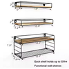 Rustic Retro Modern Vintage Sofa Console Tables Floating Wood Mounted Steel Rack for Tool Storage Rotating Living Room Wardrobe