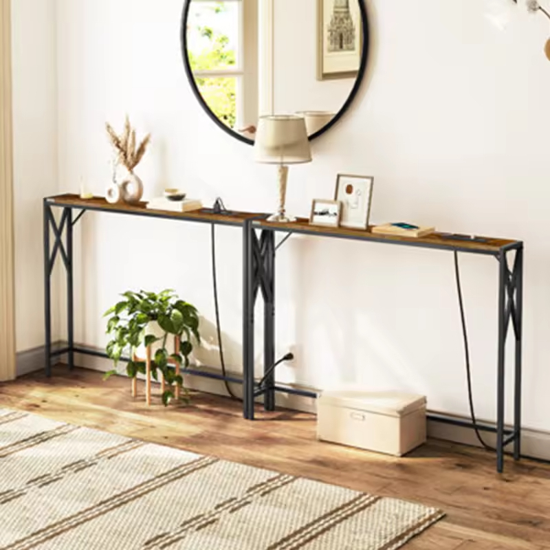 OEM Long Slim Sofa Console Table Rustic Industrial Storage Villa Living Room Home Hotel Entryway TV Stand Bedroom Furniture