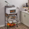 OEM/ODM Brown 5-Shelf Kitchen Storage Rack with Anti-Skid Locks and Wheels Factory Direct for Kitchen Islands & Carts