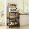 Factory Custom 4-Tier Standing Bakers Rack Smooth-Rolling Wheels for Microwave Storage Spacious Kitchen Kitchen Islands Carts