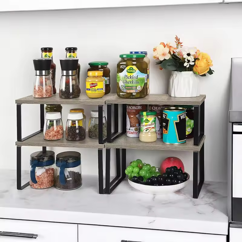 Vintage Style Pantry Organizer Kitchen Cabinet Organizer Shelf Kitchen Counter Bamboo Kitchen Cabinet Organizer Shelf