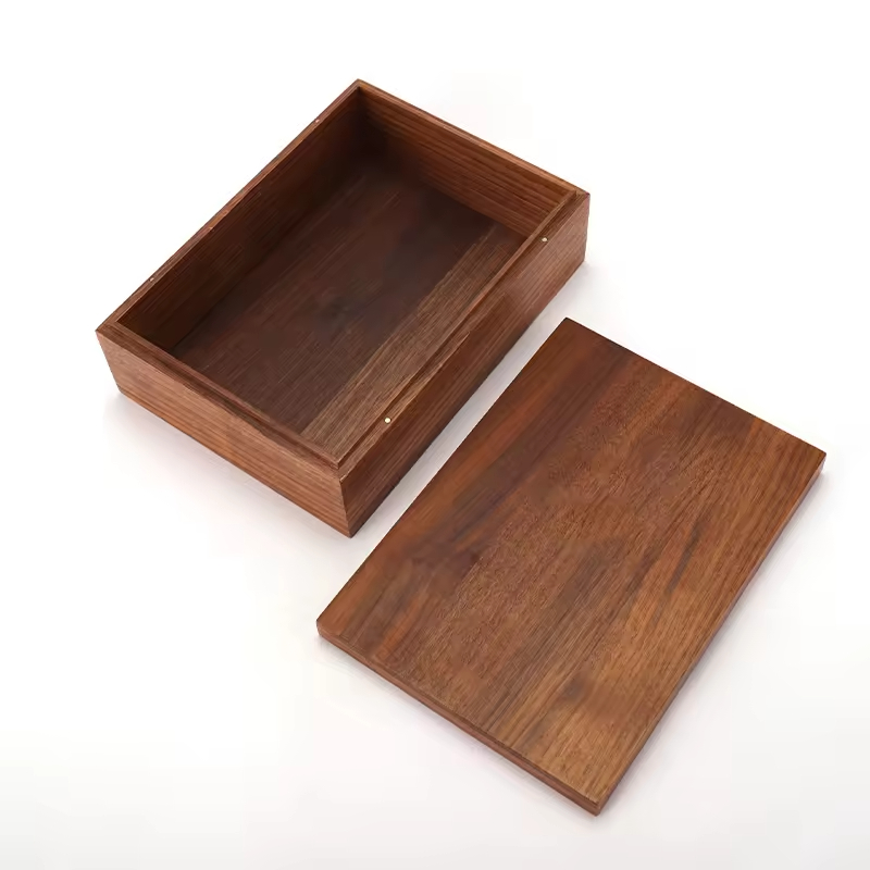 Walnut Wooden Modern Custom Storage Gift Box with Lid Durable & Space Saving Home Decoration Packaging for Jewelry Chocolate