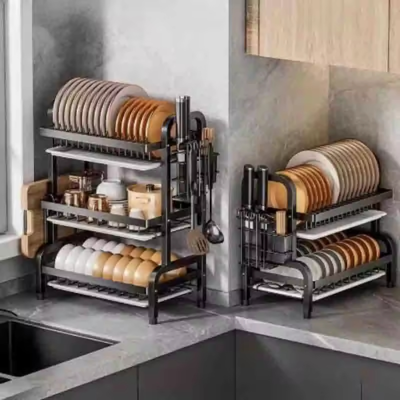 Manufacturer OEM Stainless Steel Kitchen Utensil Rack, 2-Tier Countertop Organizer Multifunctional Storage Shelf