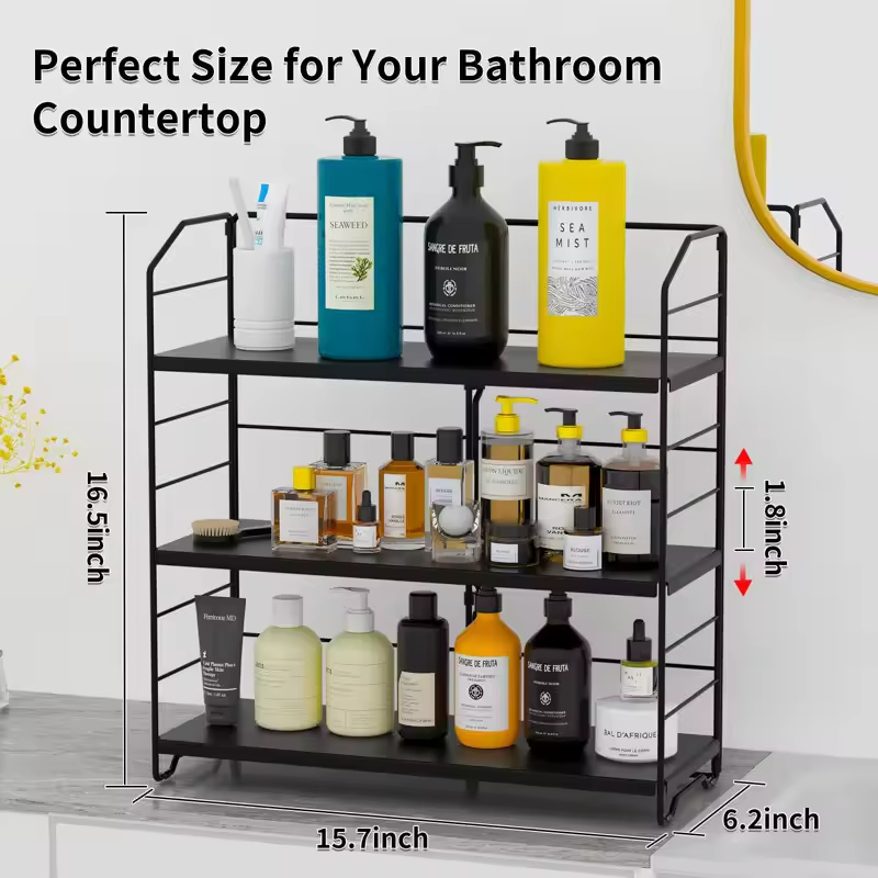 Manufacturer Custom Freestanding Stainless Steel Spice Rack with Adjustable Racks 3-Tier Spacious Kitchen Spice Rack