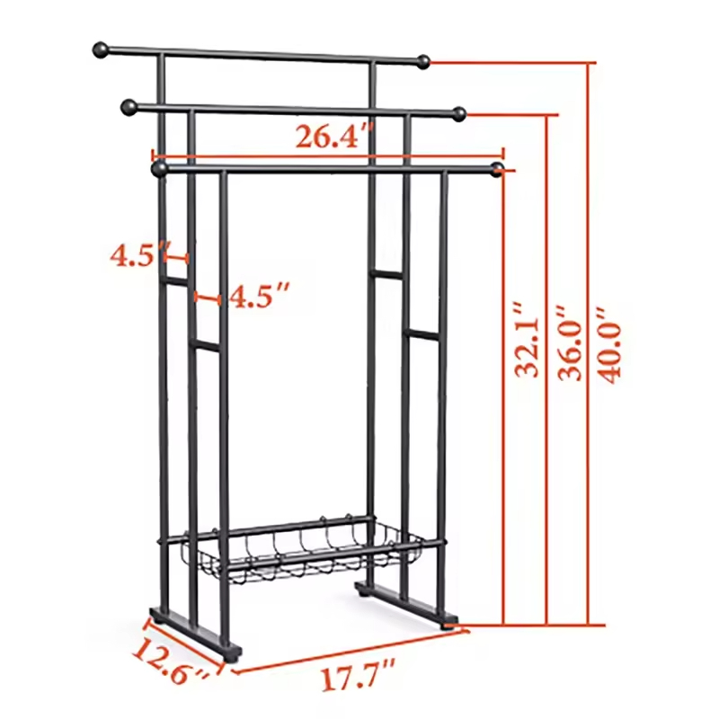 Portable Freestanding Towel Rack Collapsible 3-Tier Design with Baskets & Hooks for Dorm/Laundry Room/Camping