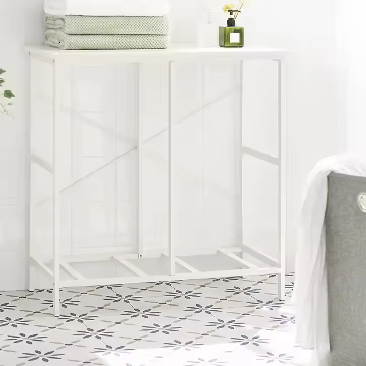 Commercial 2-in-1 Laundry Organizer | Steel + Polyester Construction | Removable Waterproof Fabric Bags | Bathroom Clothing