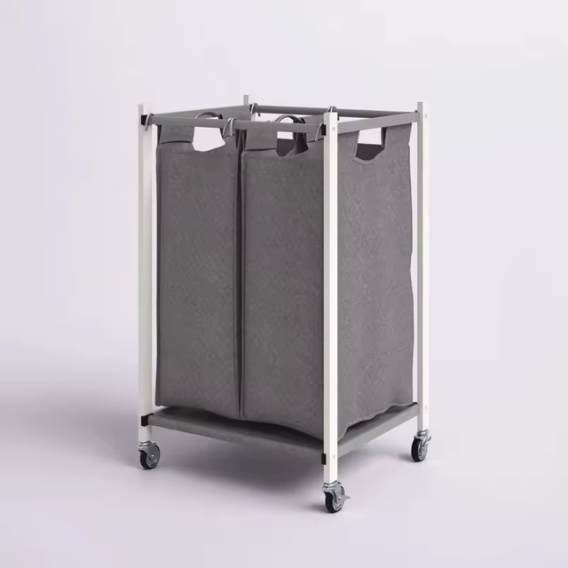 Factory OEM&ODM Metal Deep Set Wire Basket Storage Cart Wheels Fabric Rolling Laundry Sorter for Kitchen for Tableware Beverages