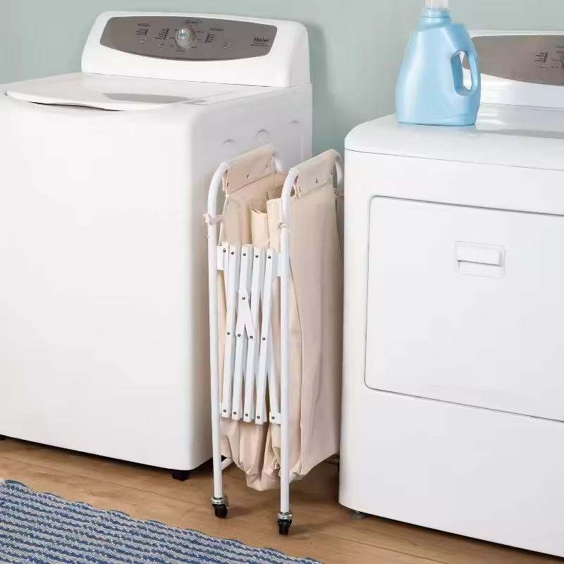 Modern Design Stainless Steel Wire Laundry Hamper Lid Foldable for Kitchen Living Room Beverage Food Use-Customizable Color