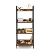 Factory ODM OEM Office Organizer 4-Shelf Ladder Bookcase with Wood & Metal for Living Room Office Balcony Kitchen Storage