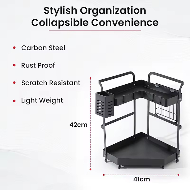 Custom Double-layer Seasoning Rack Counter Top Carbon Steel Storage Shelf Organizer for Home Kitchen Spice Rack
