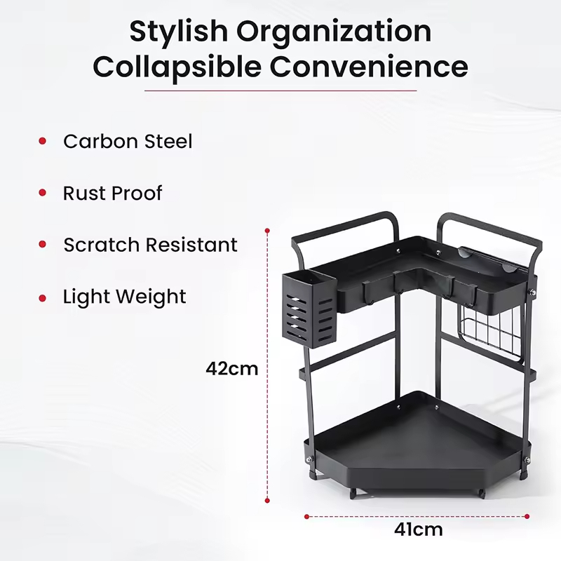 Custom Double-layer Seasoning Rack Counter Top Carbon Steel Storage Shelf Organizer for Home Kitchen Spice Rack