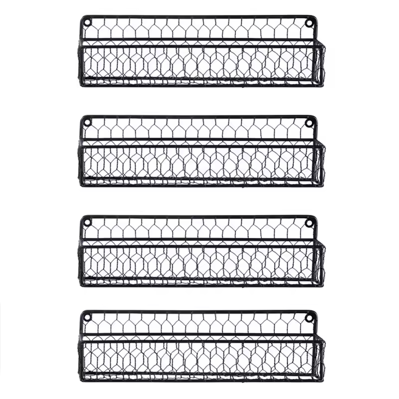 Factory Custom Kitchen Storage Rack Wall Mounted Spice Jar & Rack Set 4-Layers Kitchen Stainless Steel Seasoning Rack