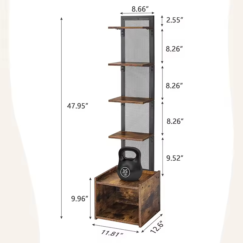 Custom Heavy-Duty 6-Tier Spine Display Shelf Tall Thin Bookcase with 6 Storage Shelves Narrow Display Rack