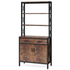 ODM OEM Factory 4- Shelf Industrial Bookcase with Drawer and Doors H69 W28 D14IN Etagere Book Shelves Storage Cabinet