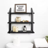 Factory Custom Wall Mounted Wooden Storage Display Rack with Metal Bracket for Living Room Bathroom Bedroom Kitchen and Office