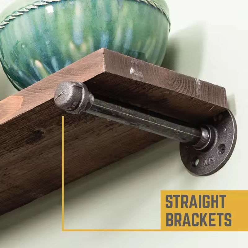 Factory Customizable 2-Piece Solid Wood Floating Shelf Metal&Wood Storage Display Bookcase for Balcony Plant Stand