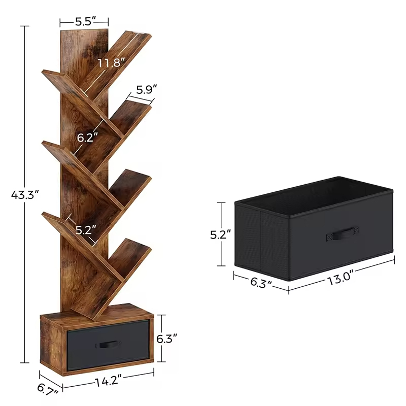 Factory Wholesale 7-Tier Wooden Freestanding Bookshelf for Home Furniture Storage Rack Living Room Bookcase for CDs Movies Books