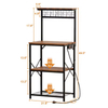 OEM/ODM 22-Inch 4-Tier Shelving with Power Outlet 6-Hook Spices Organizer Microwave Baker's Rack for Kitchen Islands & Carts