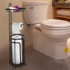 Custom Eco-Friendly Metal+Wood Floor-Standing Tissue Paper Roll Stand Space-Saving Bathroom Toilet Storage Rack