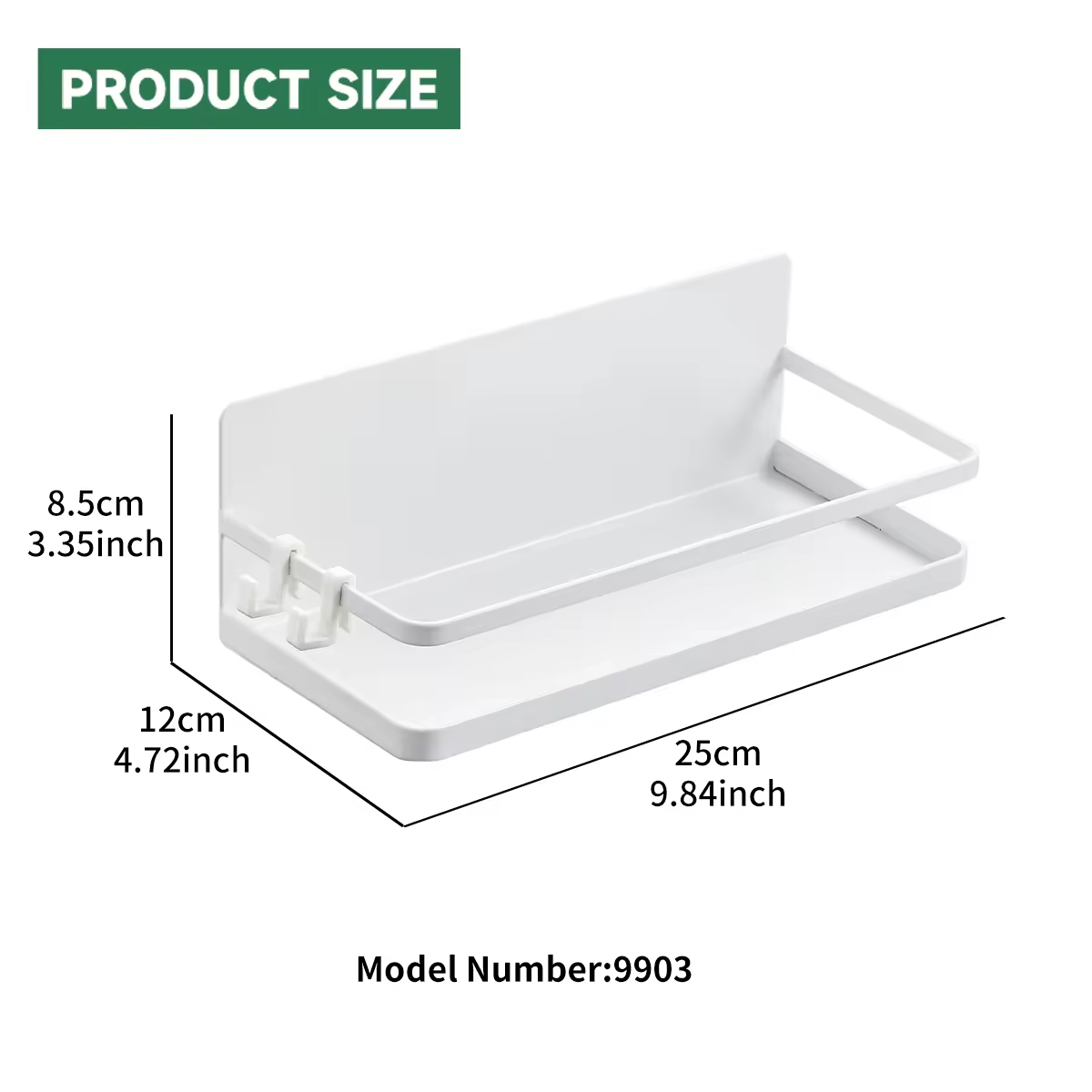 Custom Wall Mounted Fridge Shelves with 2 Spiral Holder and 8 Hooks for Kitchen and Stove Magnetic Refrigerator Spice Rack