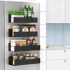 Metal 4 Pack Magnetic Spice Storage Rack Organizer for Refrigerator and Oven, Black Fridge Organizers and Storage