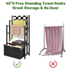3-Layer Freestanding Indoor/Outdoor Metal Towel Rack with 2 Detachable Storage Baskets and 6 Hooks Also Features Blanket Rack