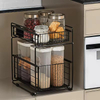 Customized Black Stackable Cabinet Storage Rack Wooden Metal 2 Set with Double Tiers for Kitchen & Living Room Organizer