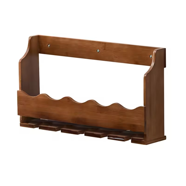 Wall Mounted Floating Wood Handicrafts Durable Wine Display Storage Rack Modern Space-Saving Stemware Hanger Foldable Cup Rack