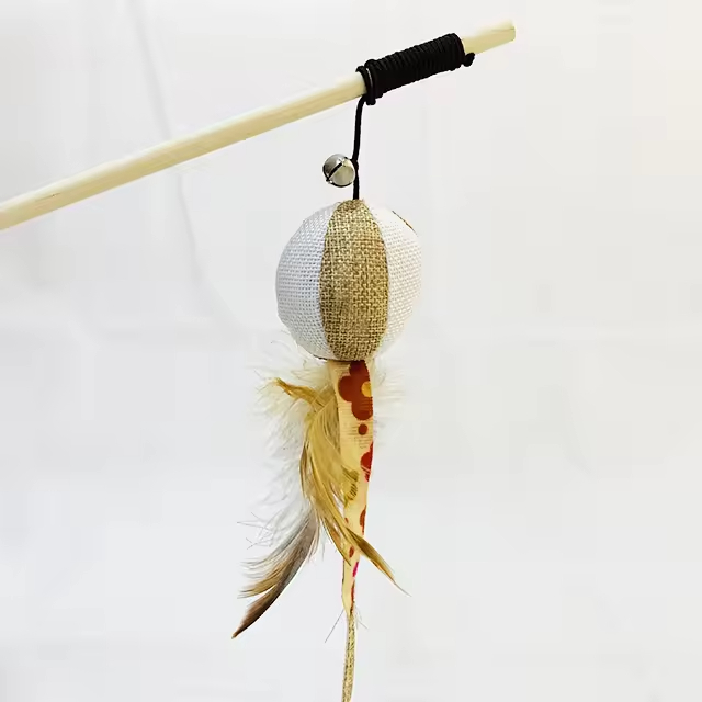 Wood Rectangle Shaped Durable Space Saving Modern Multiple Styles Feather Exerciser Interactive Cat Toy Teaser