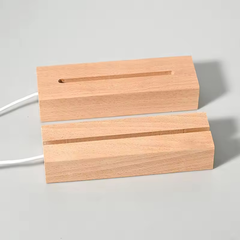 Modern Walnut Wood Durable Space-Saving Rectangle Sign Holder Table Numbers Display Stand | Customizable Color Digital Printing