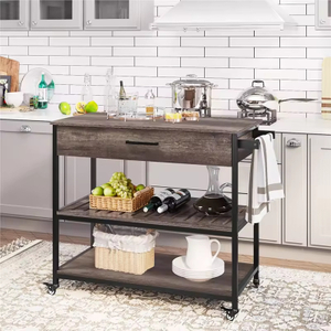 Factory Customize Kitchen Storage Racks with Two Open Shelves and Single Drawer Towel Rack Shelves Kitchen Island