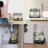 OEM&ODM Metal Double Tier Standing Type Non-folding Kitchen Sink Organizer with Sliding Storage Drawer Customizable Color