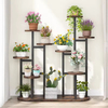 Customized Black Modern Multi-Tier Metal Wood Plant Stand Powder Coated Finish Durable Indoor/Outdoor Multi-Purpose
