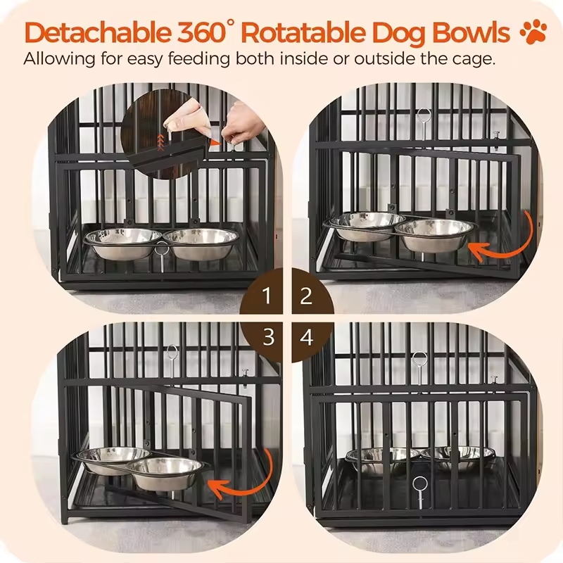 Factory Custom Large Dog Crate Furniture Heavy Duty Stainless Steel Powder-Coated Kennel Storage Box End Side Table Plastic Tray