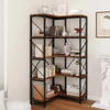 Factory Customizable 5 Tier Corner Bookshelf Large Display Rack Space-Saving Metal Wood for Living Room Bedroom Bathroom Storage