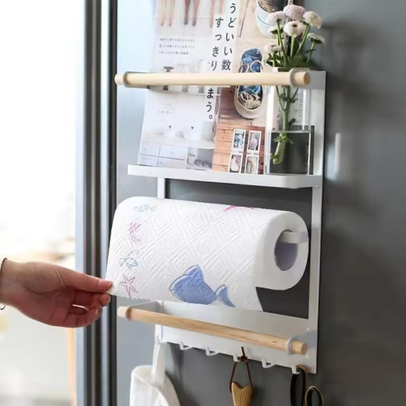 Modern Double Rod Magnetic Paper Towel Holder Tray Kitchen Storage Rack for Bathroom Living Room Available for Factory Wholesale 