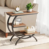 C-Shaped End Table Industrial 3-Tier Small Side Table for Couch Bedside Tables with Storage Shelves for Living Room Small Space