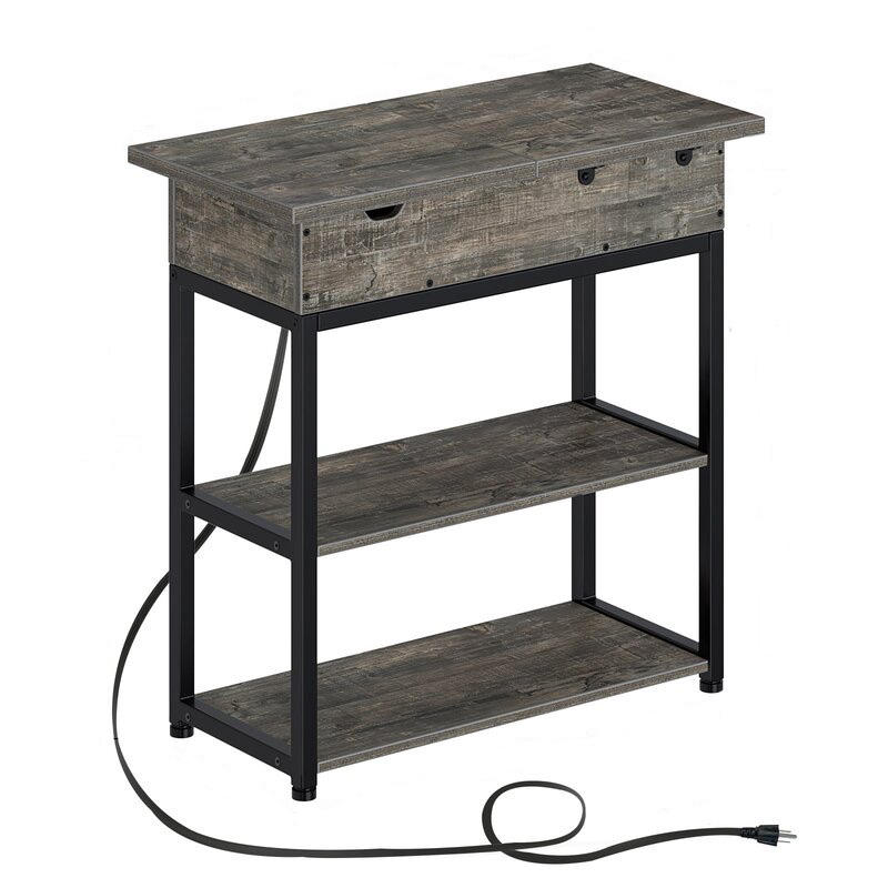 Factory Customize End Table Equipped With Built-in Outlets With USB Charging Ports End Table With Storage and Charging Station