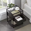 Contemporary 2-Layer Glass Top End Table with Drawer Shelf for Dining in Living Rooms Bedrooms Offices Hotels Factory ODM & OEM