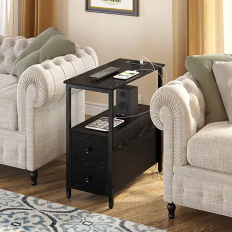 Factory Custom 24'' Tall 2 Drawer End Table Contemporary Living Room Antique Bedroom Nightstand Made Metal Wood Coffee Table