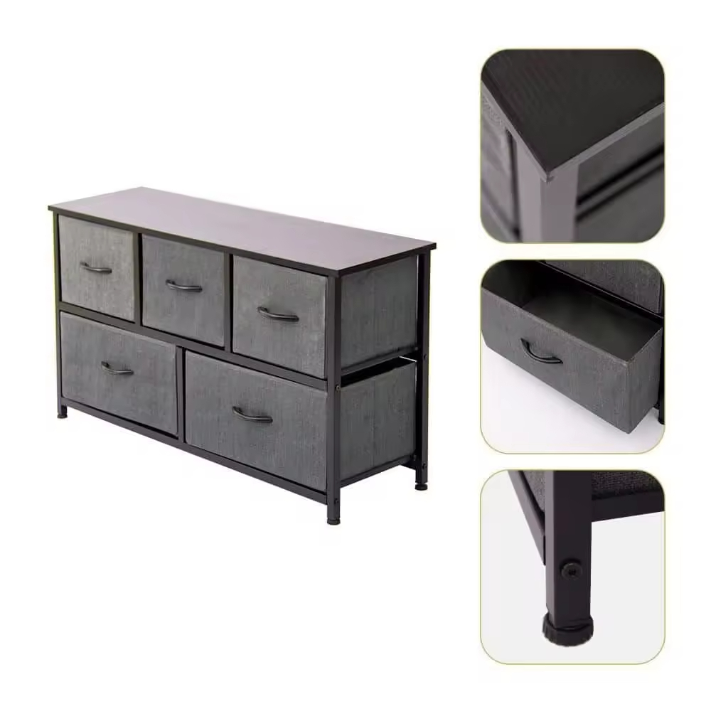 ODM OEM 5 Drawers LivingRoom Bedroom Storage Organizer Fabric Dresser