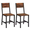 Rustic Modern Dining Chairs Strong Load-bearing Easy Assembly Wooden Seat Metal Frame Slat Back for Kitchen Living Room