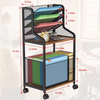 Custom 5 Tier Office Rolling File Cart Home Utility Carts School Standing File Organizer with Pen Holder,