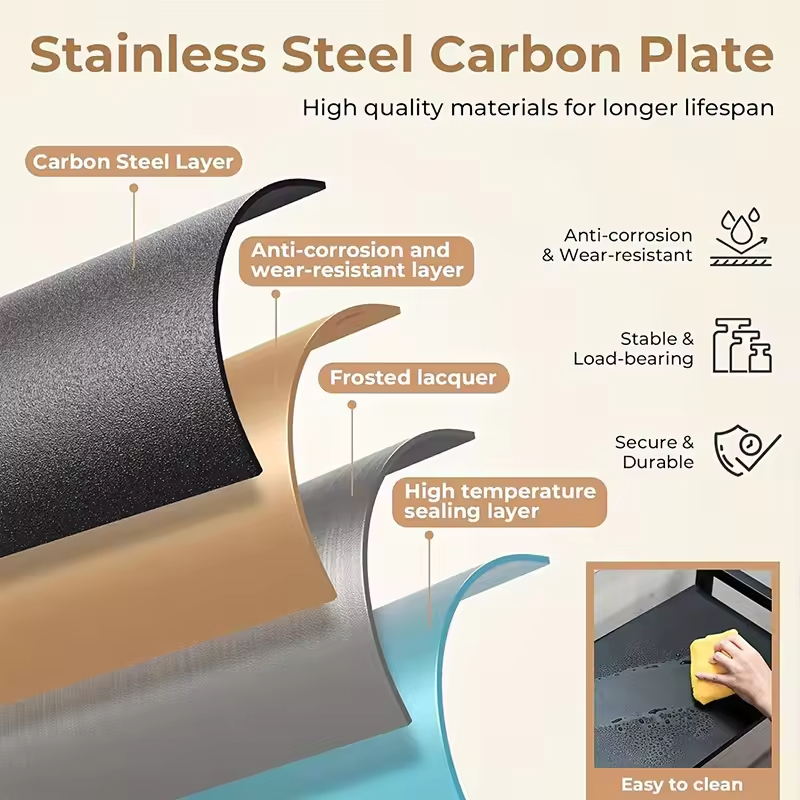 OEM/ODM 4-Tier Large Capacity Metal Kitchen Storage Rack Multi-Layer Storage Rack for Efficient Kitchen Islands Carts