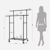 Custom Heavy-Duty Double Rod Metal Clothing Hanger Organizer Wheeled Closet Bedroom Garment Rack Detachable Living Room Use