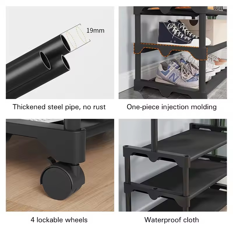 Industrial Metal Garment Rack W/Rolling Wheels Heavy-Duty Space-Saving for Bedroom Laundry Entryway Closet Home Storage