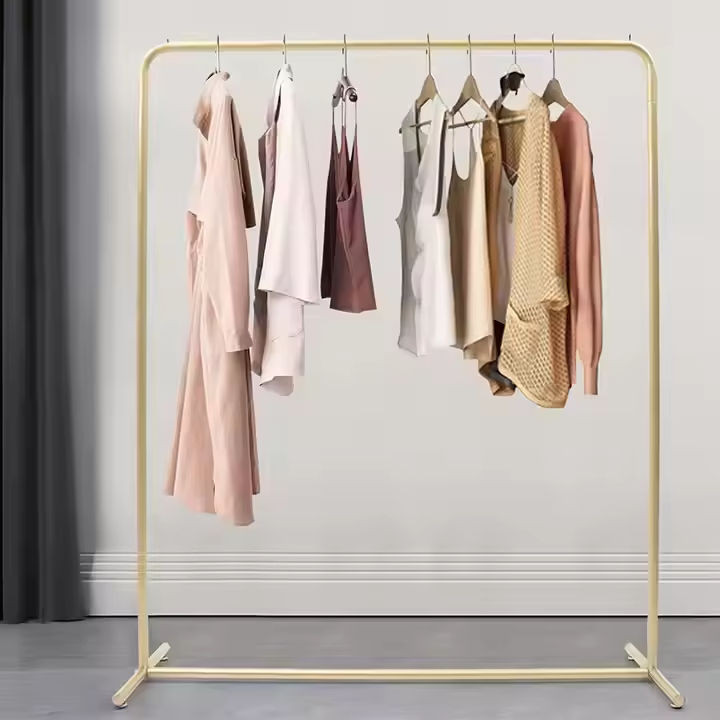 Factory New Style Gold Metal Wood Clothing Rack Detachable Design Waterproof for Wardrobe Bathroom Living Room Display Stand