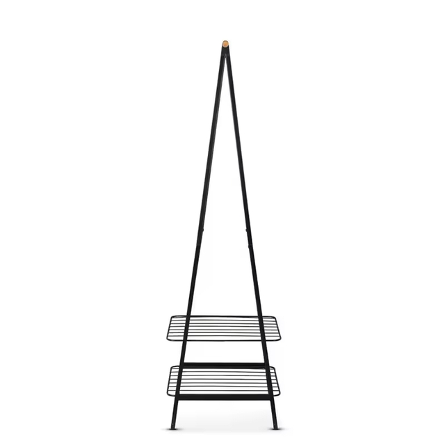 OEM & ODM Manufacturer's Double Tier Freestanding Waterproof Metal Wood Garment Rack for Wardrobe or Bathroom