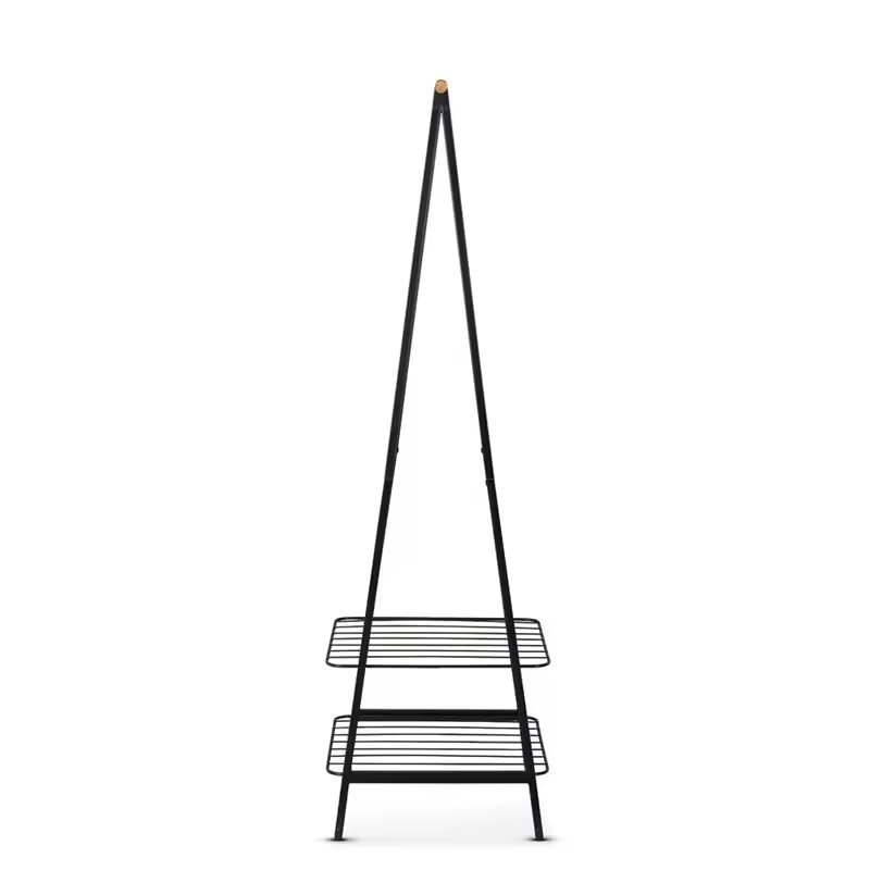 OEM & ODM Manufacturer's Double Tier Freestanding Waterproof Metal Wood Garment Rack for Wardrobe or Bathroom